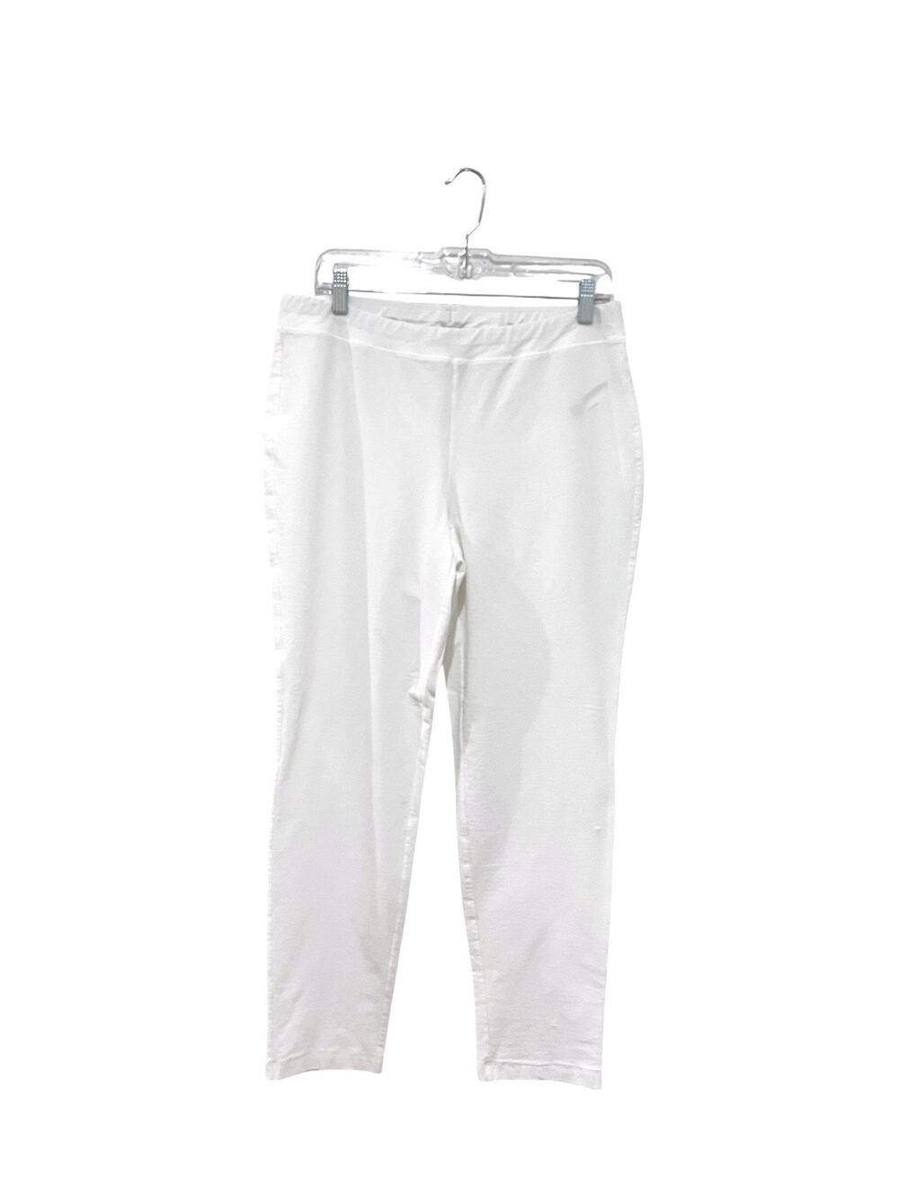 Eileen Fisher Pants Womens M White Stretch Crepe Ankle Pull On Casual Pants